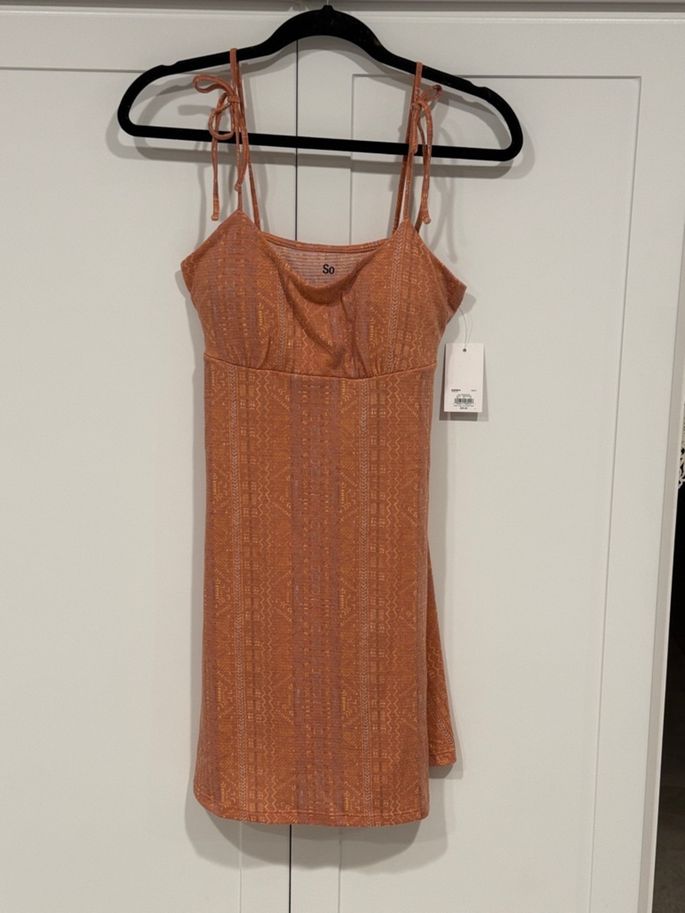 SO Rust Orange Tie-Strap Bodycon Mini Dress